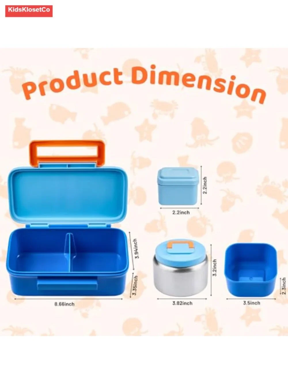 Kids Insulated Leak-Proof Bento Lunch Box with Thermo Food Jar, Stainless Steel